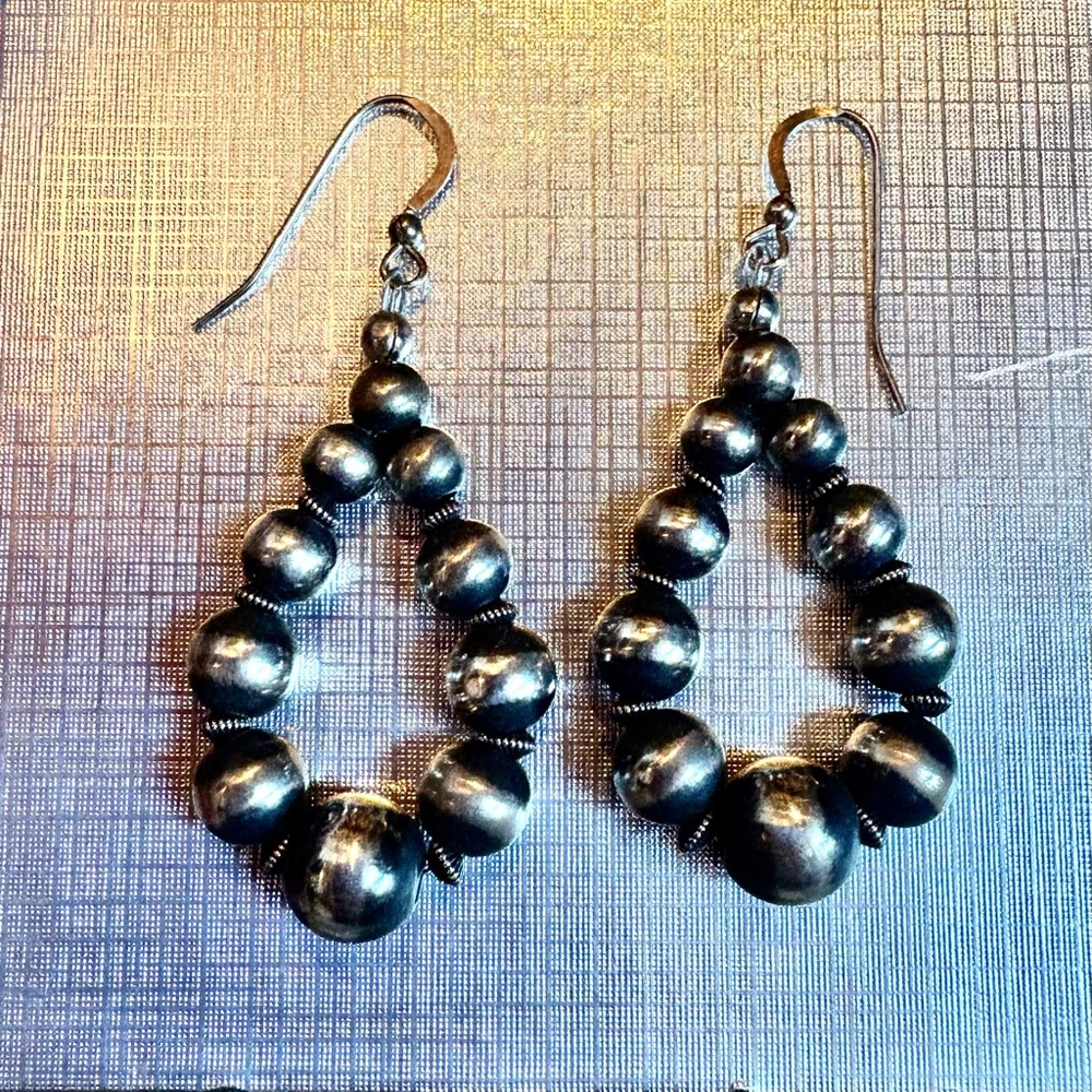 Sterling silver Navajo Pearl Beaded Earrings